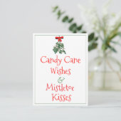 Candy Cane Wishes & Mistletoe Kisses Kerstmis Briefkaart (Staand voorkant)