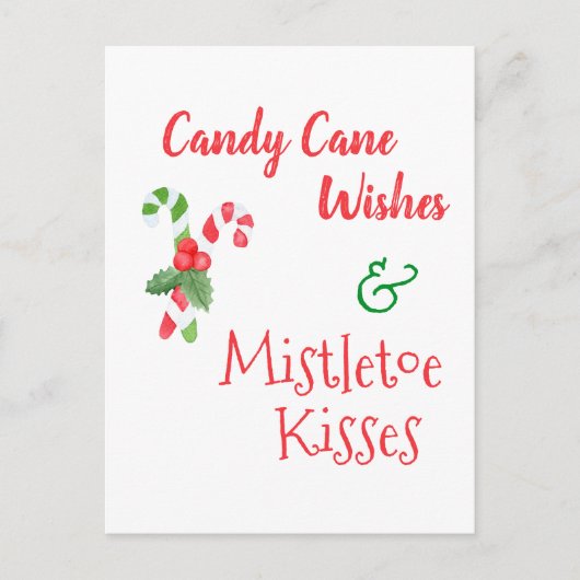 Candy Cane Wishes & Mistletoe Kisses Kerstmis Feestdagenkaart (Voorkant)