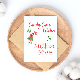 Candy Cane Wishes & Mistletoe Kisses Kerstmis Feestdagenkaart