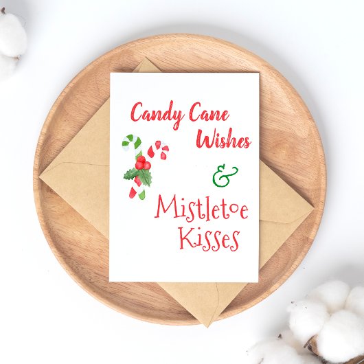 Candy Cane Wishes & Mistletoe Kisses Kerstmis Feestdagenkaart