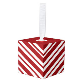 Candy Cane Wooden Cube Christmas Ornament