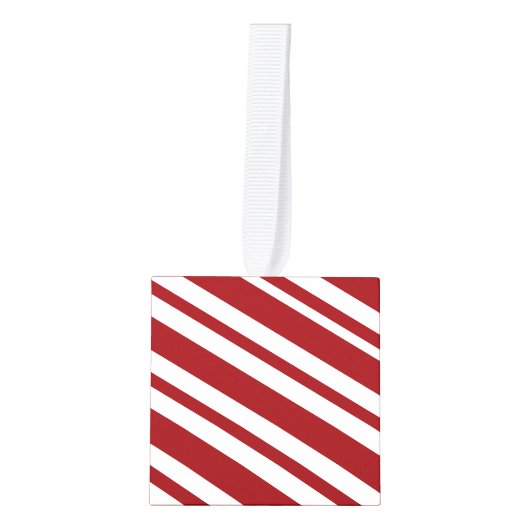 Candy Cane Wooden Cube Christmas Ornament (Voorkant)