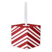 Candy Cane Wooden Cube Christmas Ornament (Achter hoekig)