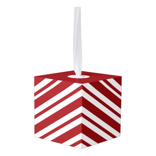 Candy Cane Wooden Cube Christmas Ornament (Achter hoekig)
