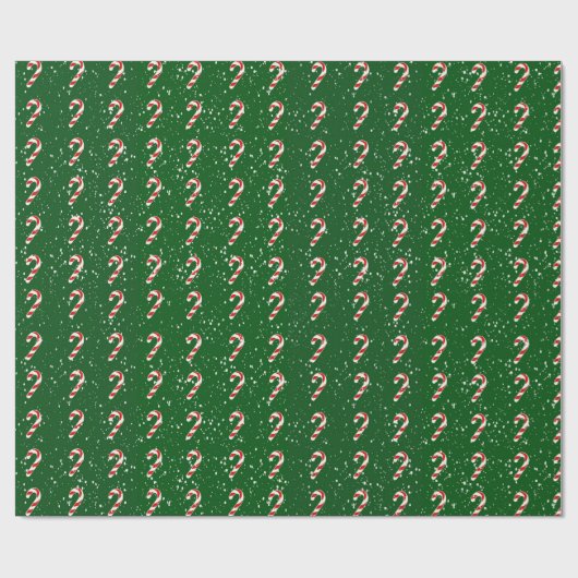 Candy Cane Wrapping Paper - Green Background Cadeaupapier (Vlak)