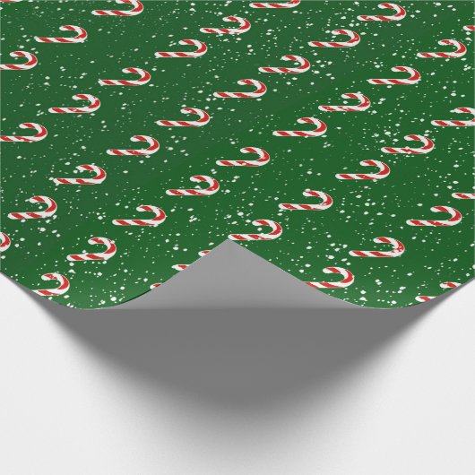 Candy Cane Wrapping Paper - Green Background Cadeaupapier (Hoek)