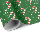 Candy Cane Wrapping Paper - Green Background Cadeaupapier (Rol Hoek)