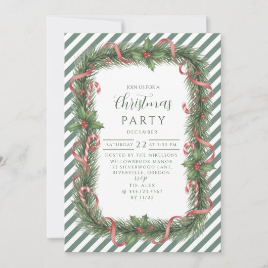 Candy Cane Wreath Christmas Kaart (Voorkant)