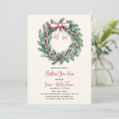 Candy Cane Wreath Christmas Open House Party Kaart (Staand voorkant)