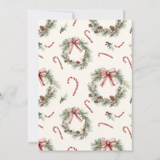 Candy Cane Wreath Christmas Open House Party Kaart (Achterkant)