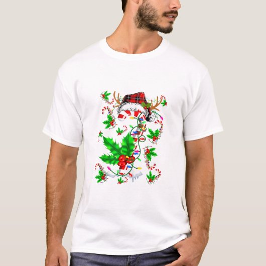 Candy Cane Xmas Plaid Santa T-shirt (Voorkant)