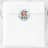 Candy Cane Xmas "S" Sticker, feestelijke strepen Ronde Sticker (Tas)