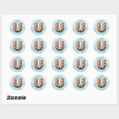Candy Cane Xmas "U" Sticker, feestelijke strepen Ronde Sticker (Vel)