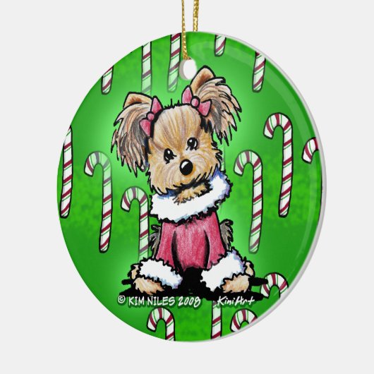 Candy Cane Yorkie Terrier Ornament (Links)