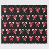 Candy Cane Zwarte Kerst Inpakpapier (Vlak)
