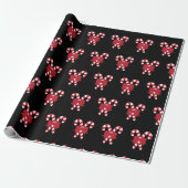 Candy Cane Zwarte Kerst Inpakpapier (Uitgerold)