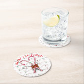 Candy Canes Achtergrond Ronde Kartonnen Onderzetter (Insitu)