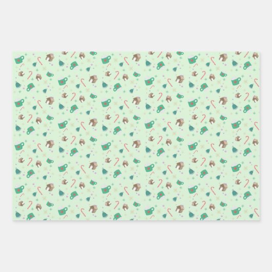 Candy Canes and Gingerbrood House Pattern Inpakpapier Vel (Voorkant 3)