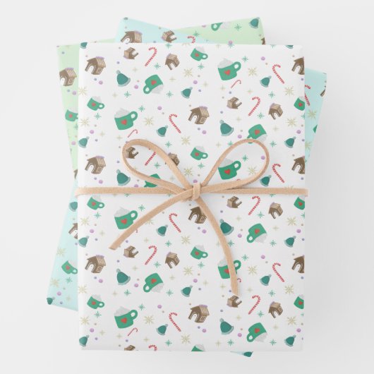 Candy Canes and Gingerbrood House Pattern Inpakpapier Vel (In situ)