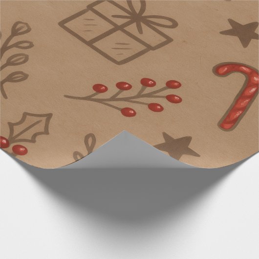 Candy Canes and Holly Christmas Paper Cadeaupapier (Hoek)