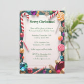 Candy Canes and Lollipops Christmas Party Kaart (Staand voorkant)