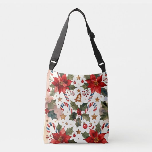 Candy Canes and Poinsettias, Author Natasha Us Crossbody Tas (Voorkant)
