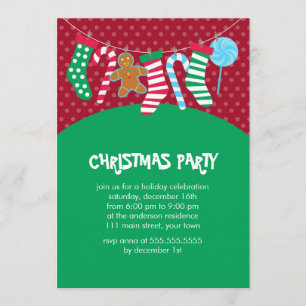 Candy Canes and Stockings Holiday Party Kaart