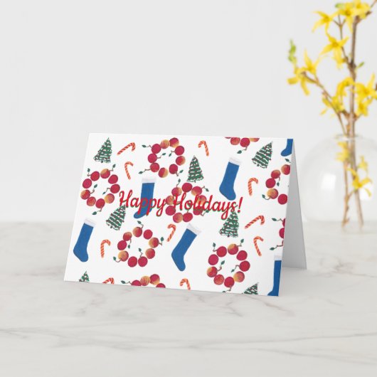 Candy Canes Apple geeft kerstkaarten Kaart (Gele Bloem)