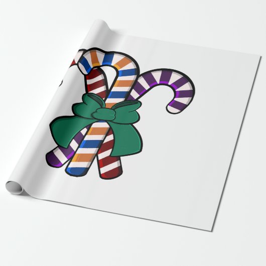 Candy Canes boeket - groen lint Cadeaupapier (Uitgerold)