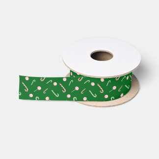 Candy Canes & Bon Bons op Groen Satijnen Lint