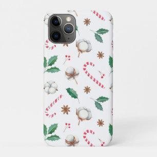 Candy Canes Cotton Holly Leaves kerst Case-Mate iPhone Case
