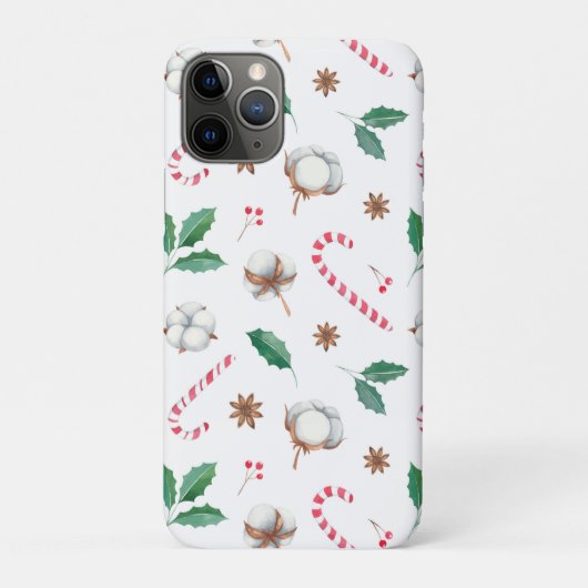 Candy Canes Cotton Holly Leaves kerst Case-Mate iPhone Case (Achterkant)