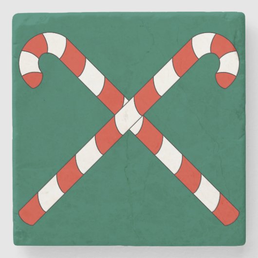Candy Canes Crossed Stenen Onderzetter (Voorkant)