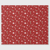 Candy Canes en Bon Bons Roll op Rood Cadeaupapier (Vlak)