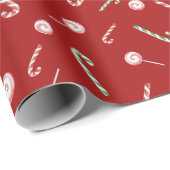 Candy Canes en Bon Bons Roll op Rood Cadeaupapier (Rol Hoek)