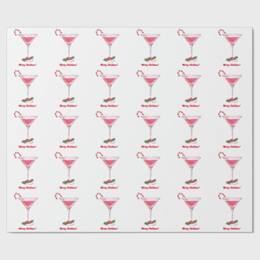 Candy Canes en Cocktails Christmas Holiday Party Cadeaupapier (Vlak)