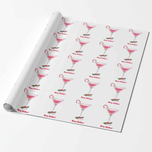 Candy Canes en Cocktails Christmas Holiday Party Cadeaupapier (Uitgerold)