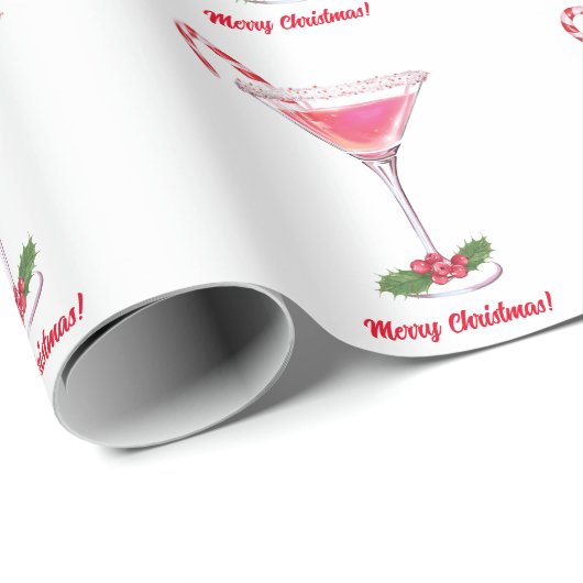 Candy Canes en Cocktails Christmas Holiday Party Cadeaupapier (Rol Hoek)