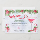 Candy Canes en Cocktails Christmas Holiday Party Feestdagenkaart (Voorkant)