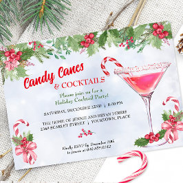 Candy Canes en Cocktails Christmas Holiday Party Feestdagenkaart