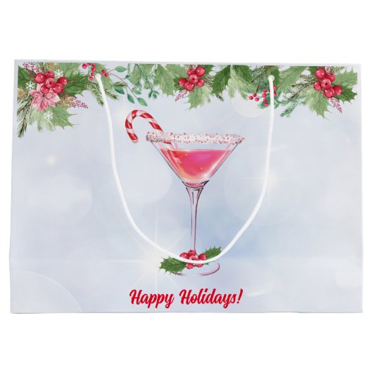 Candy Canes en Cocktails Christmas Holiday Party Groot Cadeauzakje (Achterkant)