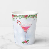 Candy Canes en Cocktails Christmas Holiday Party Papieren Bekers (Achterkant)