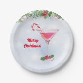Candy Canes en Cocktails Christmas Holiday Party Papieren Bordje (Voorkant)