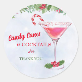 Candy Canes en Cocktails Christmas Holiday Party Ronde Sticker