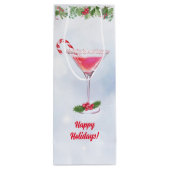 Candy Canes en Cocktails Christmas Holiday Party Wijn Cadeautas (Achterkant)