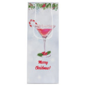 Candy Canes en Cocktails Christmas Holiday Party Wijn Cadeautas (Voorkant)