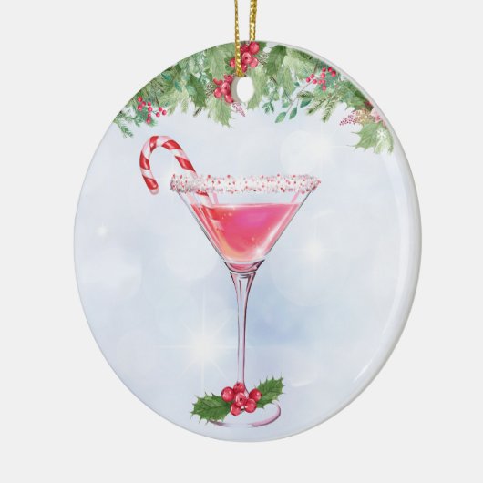 Candy Canes en Cocktails Kerstmis Keramisch Ornament (Links)