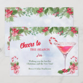 Candy Canes en Cocktails Kerstvakantie Feestdagenkaart (Voorkant / Achterkant)