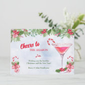 Candy Canes en Cocktails Kerstvakantie Feestdagenkaart (Staand voorkant)