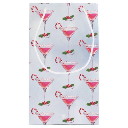 Candy Canes en Cocktails Patroon Kerstmis Klein Cadeauzakje (Achterkant)